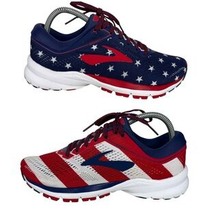 Brooks Launch 5 Shoes Womens 8 B Red White Blue USA Stars Stripes Flag Running